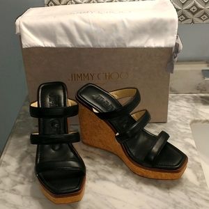 Jimmy Choo Black Wedge Heels
